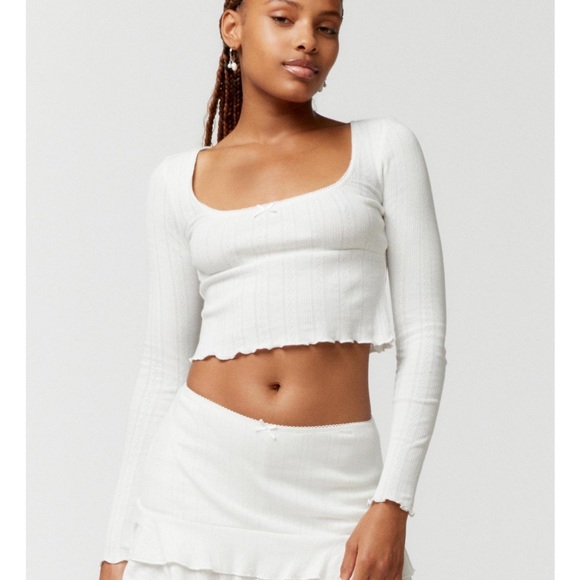 NWT Out From Under Urban Outfitters Sleepless Night Pointelle Scoop Cropped Top - Picture 1 of 4